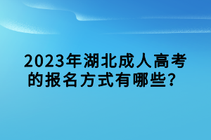 2023年湖北成人高考的报名方式有哪些？