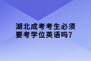 湖北成考考生必须要考学位英语吗？