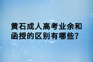 黄石成人高考业余和函授的区别有哪些？