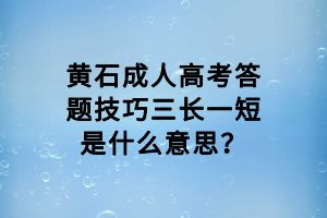 黄石成人高考答题技巧三长一短是什么意思？