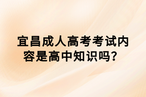 宜昌成人高考考试内容是高中知识吗？