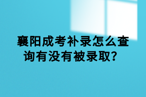 襄阳成考补录怎么查询有没有被录取？