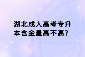 湖北成人高考专升本含金量高不高? 湖北成人高考专升本含金量高不高?