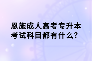 恩施成人高考专升本考试科目都有什么？