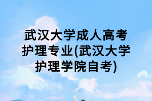 武汉大学成人高考护理专业(武汉大学护理学院自考)