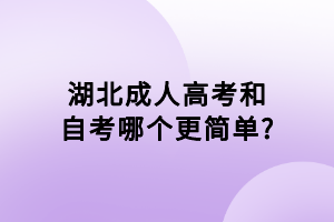 湖北成人高考和自考哪个更简单_