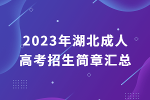 2023年湖北成人高考招生简章汇总