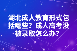 湖北成人教育形式包括哪些？成人高考没被录取怎么办？