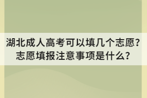 湖北成人高考可以填几个志愿？志愿填报注意事项是什么？