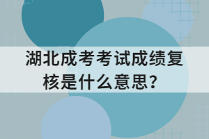 湖北成考考试成绩复核是什么意思？