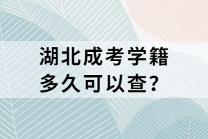 湖北成考学籍多久可以查？