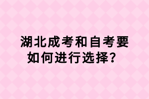 湖北成考和自考要如何进行选择？