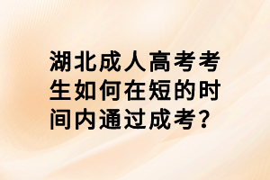 湖北成人高考考生如何在短的时间内通过成考？