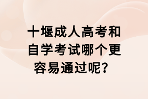 十堰成人高考和自学考试哪个更容易通过呢？