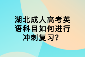 襄阳成人高考英语科目如何进行冲刺复习？