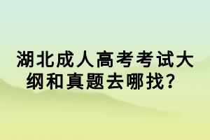 湖北成人高考考试大纲和真题去哪找？