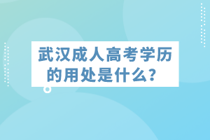 武汉成人高考学历的用处是什么？