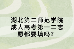 湖北第二师范学院成人高考第一二志愿都要填吗？