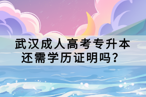 武汉成人高考专升本还需学历证明吗？