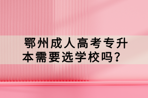 鄂州成人高考专升本需要选学校吗？