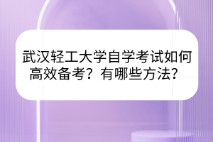 武汉轻工大学自学考试如何高效备考？有哪些方法？