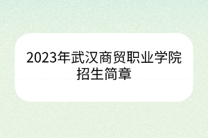 2023年武汉商贸职业学院招生简章