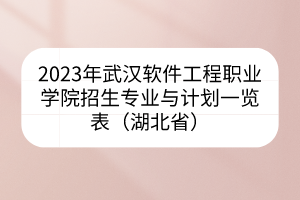 2023年武汉软件工程职业学院招生专业与计划一览表（湖北省）