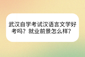 武汉自学考试汉语言文学好考吗？就业前景怎么样？
