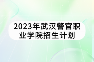 2023年武汉警官职业学院招生计划