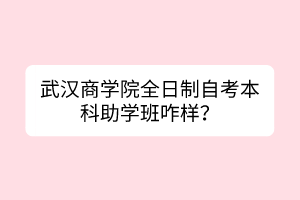 武汉商学院全日制自考本科助学班咋样？