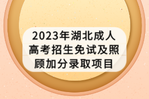 2023年湖北成人高考招生免试及照顾加分录取项目