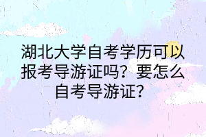 湖北大学自考学历可以报考导游证吗？要怎么自考导游证？