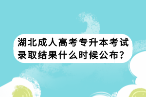 湖北成人高考专升本考试录取结果什么时候公布？