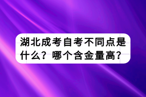 湖北成考自考不同点是什么？哪个含金量高？