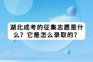 湖北成考的征集志愿是什么？它是怎么录取的？