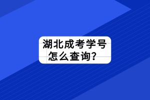 湖北成考学号怎么查询？