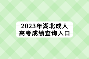 2023年湖北成人高考成绩查询入口