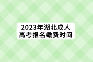 2023年湖北成人高考报名缴费时间