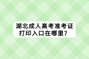 湖北成人高考准考证打印入口在哪里？