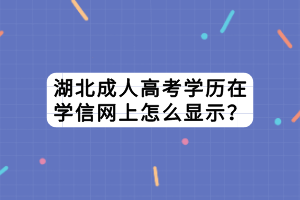 湖北成人高考学历在学信网上怎么显示？