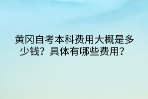 黄冈自考本科费用大概是多少钱？具体有哪些费用？