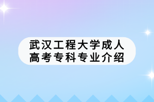 武汉工程大学成人高考专科专业介绍