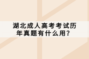 湖北成人高考考试历年真题有什么用？