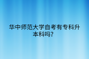 华中师范大学自考有专科升本科吗？