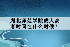 湖北师范学院成人高考时间在什么时候？