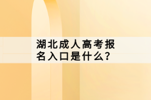 湖北成人高考报名入口是什么？