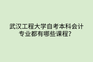 武汉工程大学自考本科会计专业都有哪些课程？