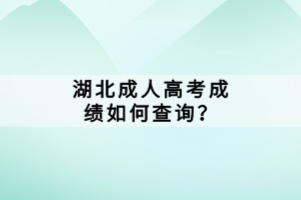 湖北成人高考成绩如何查询？