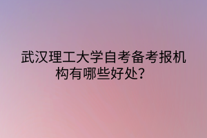 武汉理工大学自考备考报机构有哪些好处？