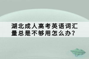 湖北成人高考英语词汇量总是不够用怎么办？